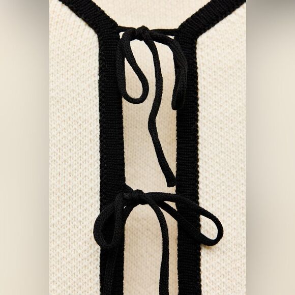 ZARA KNIT CARDIGAN WITH TIES - Picture 9 of 10
